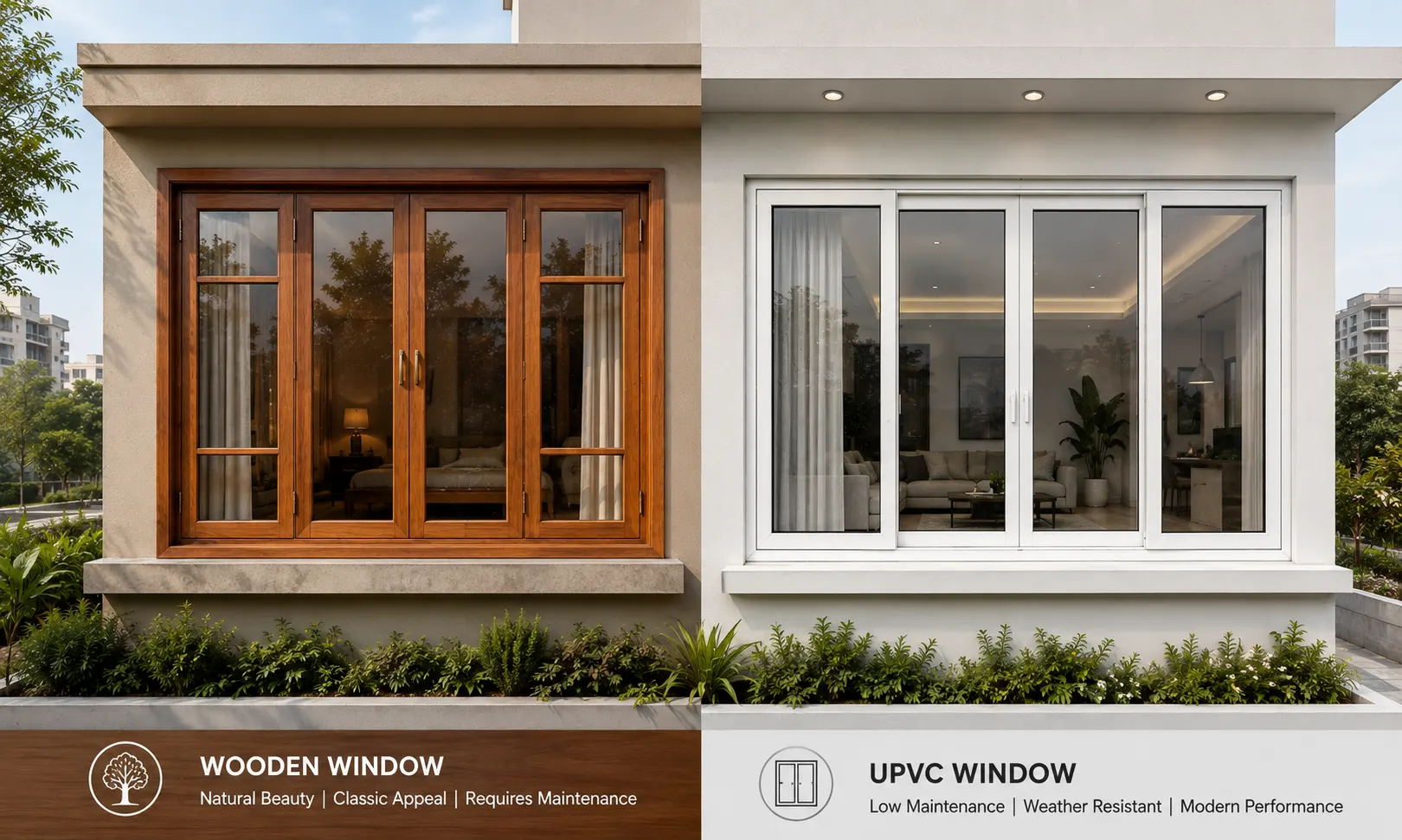 uPVC vs wooden windows comparison for a modern Chandigarh home