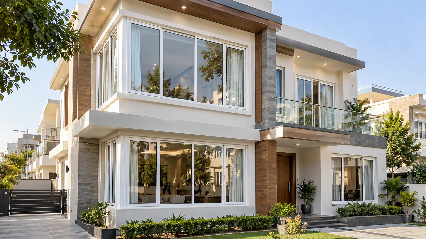 Modern residential home in Mohali with professionally installed uPVC windows