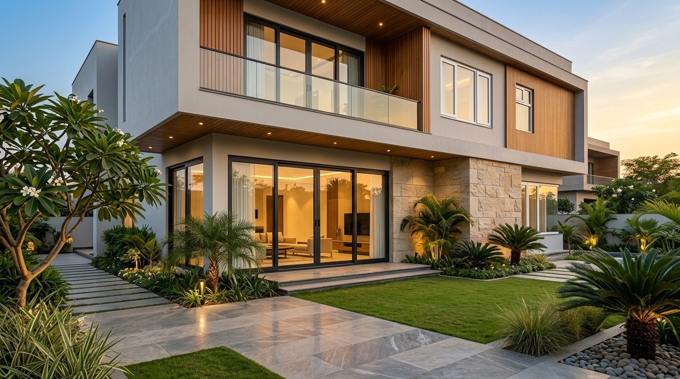 Modern Chandigarh home with aluminium and uPVC windows