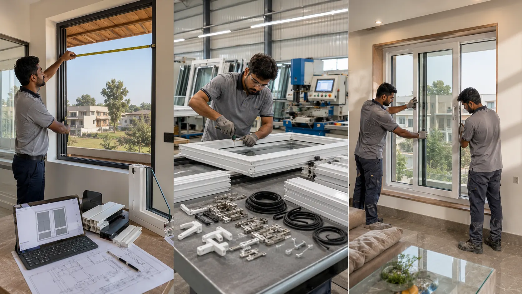 Complete window fabrication and installation process from workshop to home