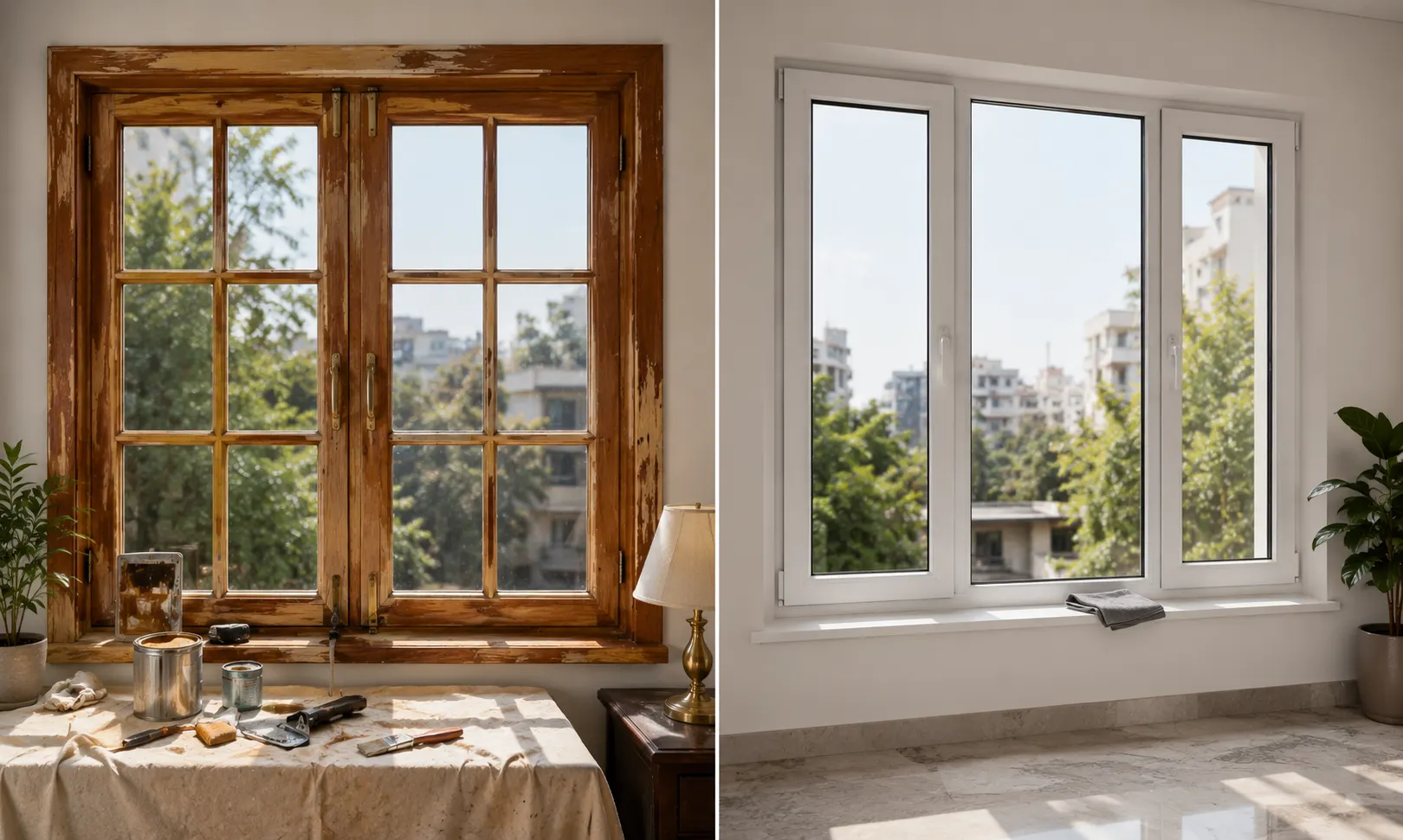 uPVC windows require less maintenance than wooden windows in Chandigarh