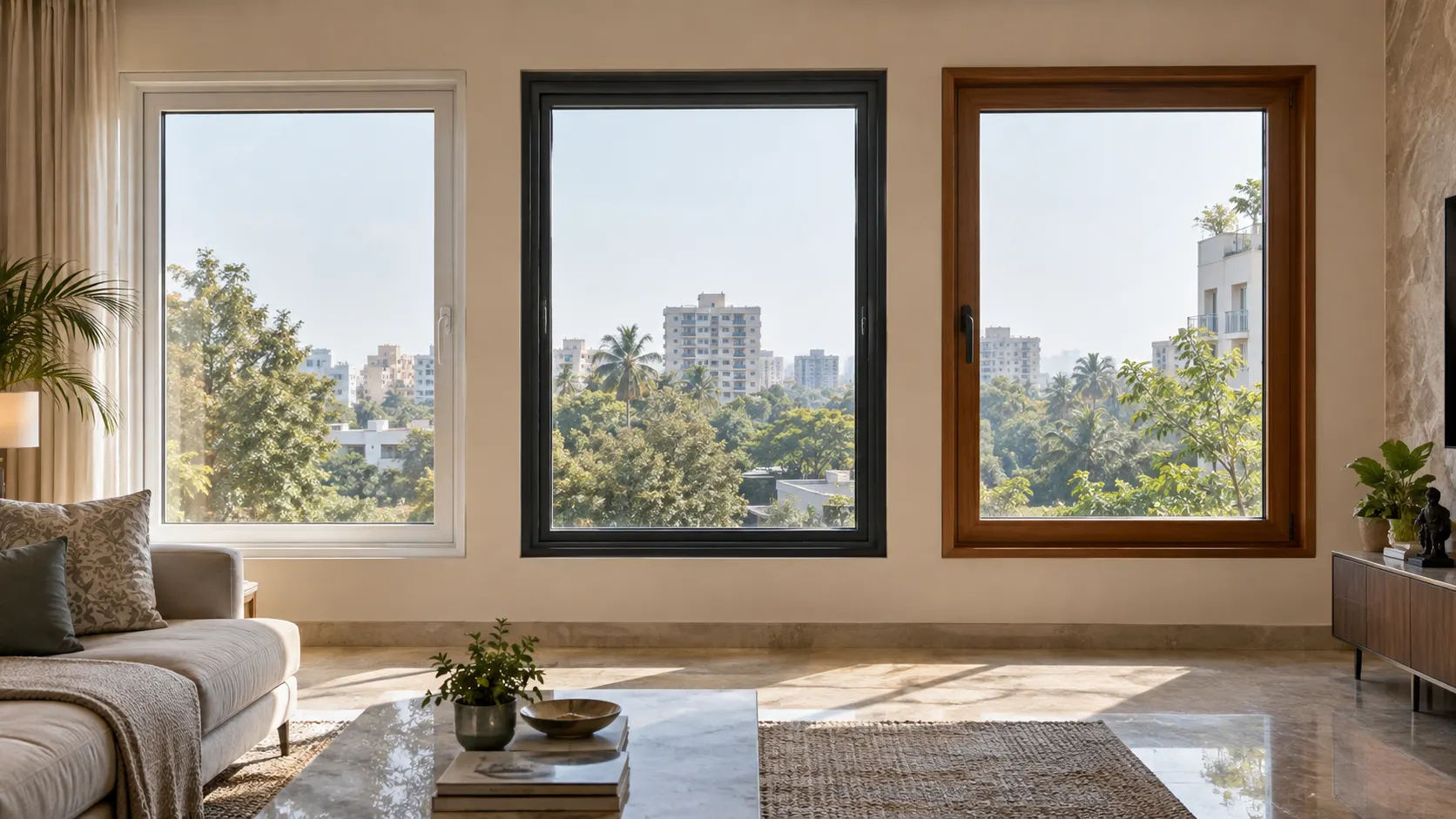 Comparison of uPVC aluminium and wooden window frames for noise reduction