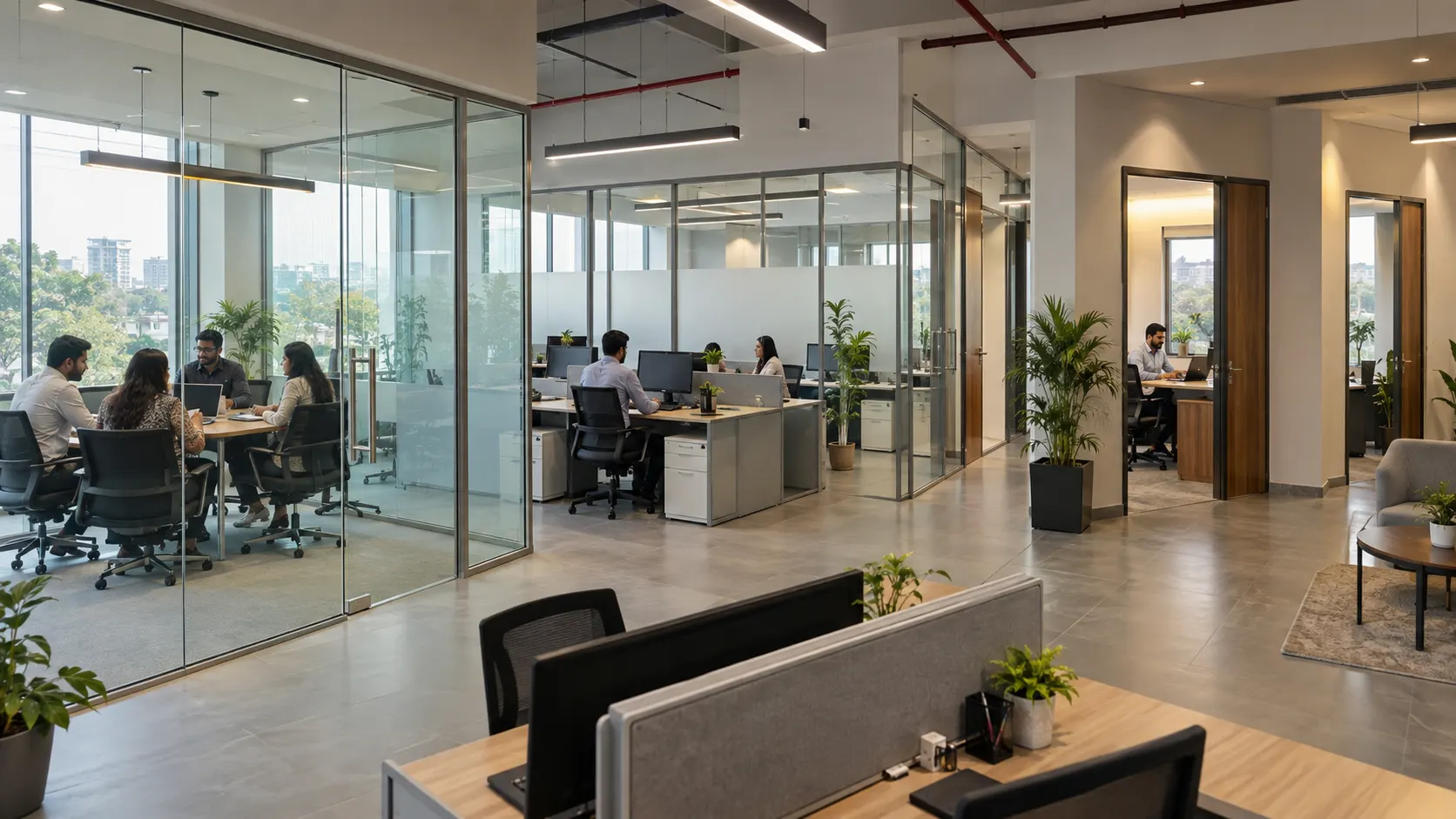Glass aluminium and gypsum partition solutions for a modern office