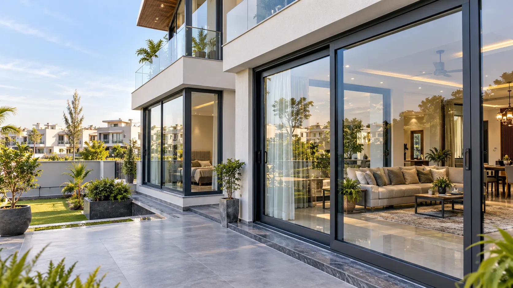 Modern Kurali home with professionally installed aluminium windows and sliding systems