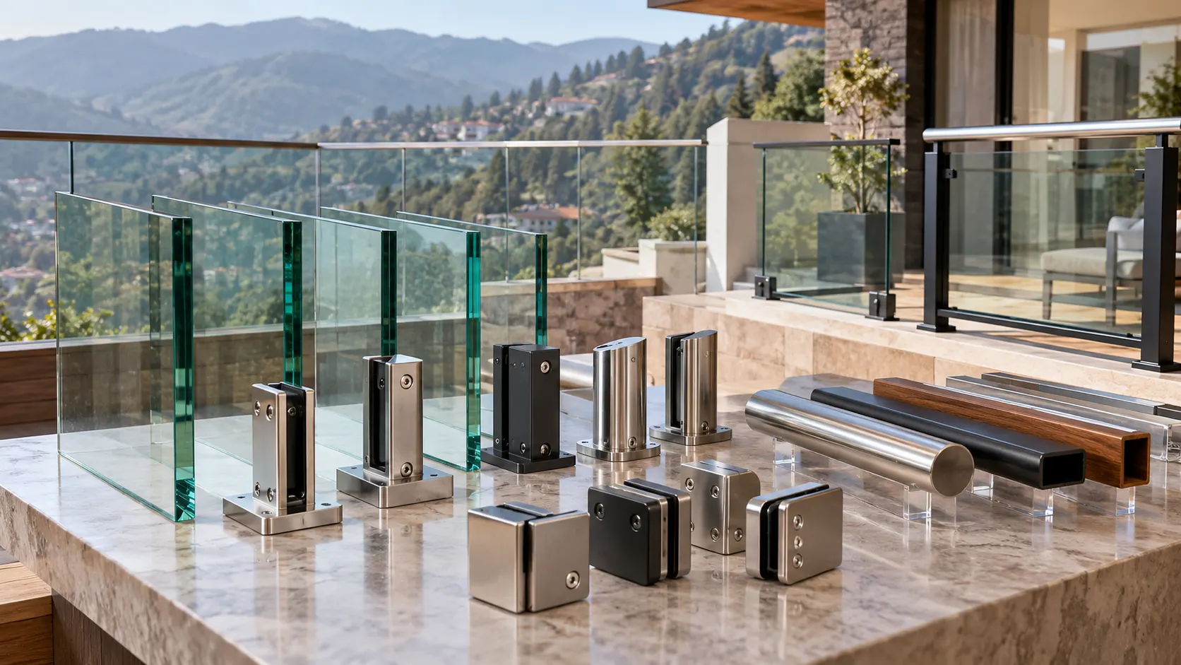 Consultant measuring a balcony or staircase area for glass railing installation in Solan